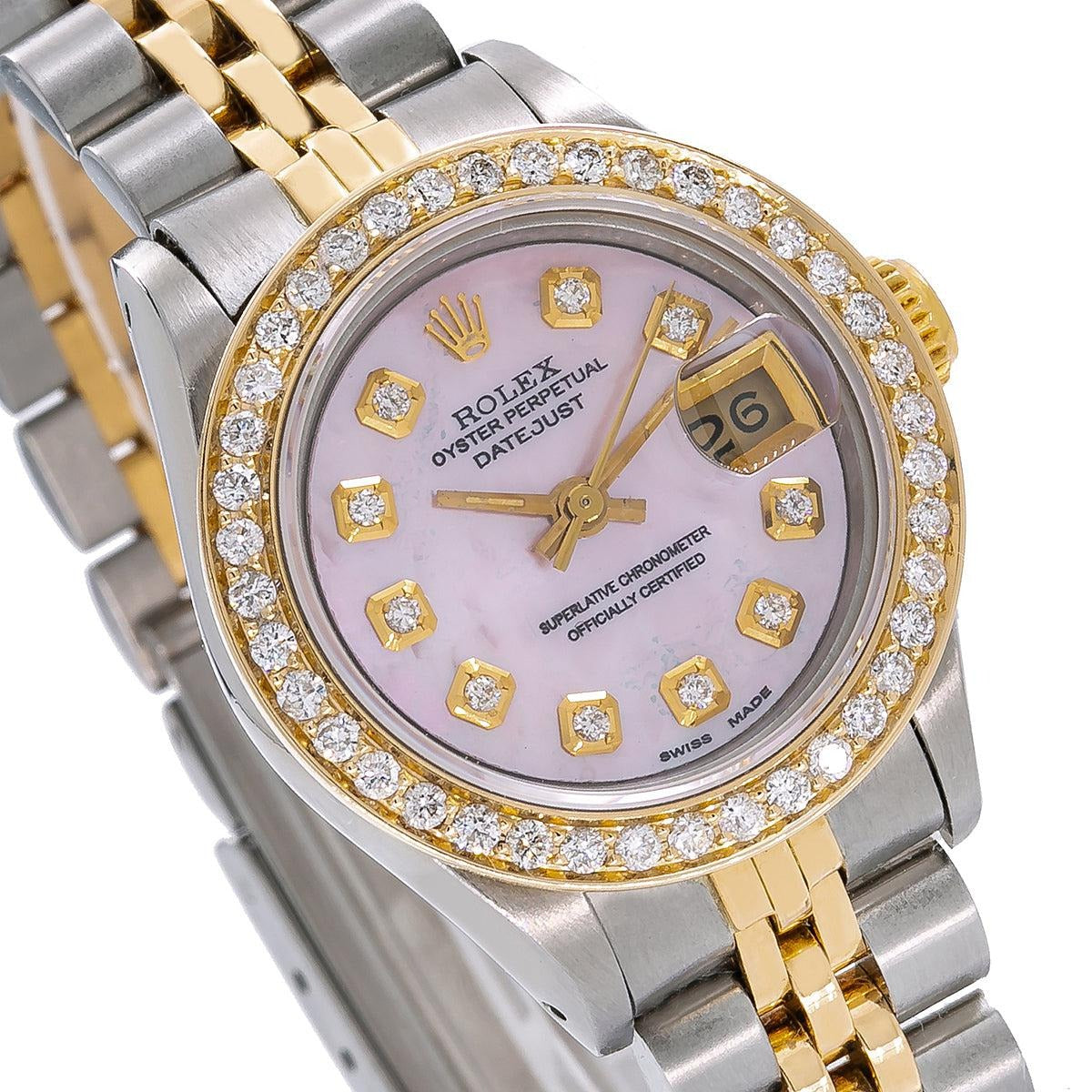 Ro_lex Datejust Pink Mother of Pearl Diamond Dial Lady