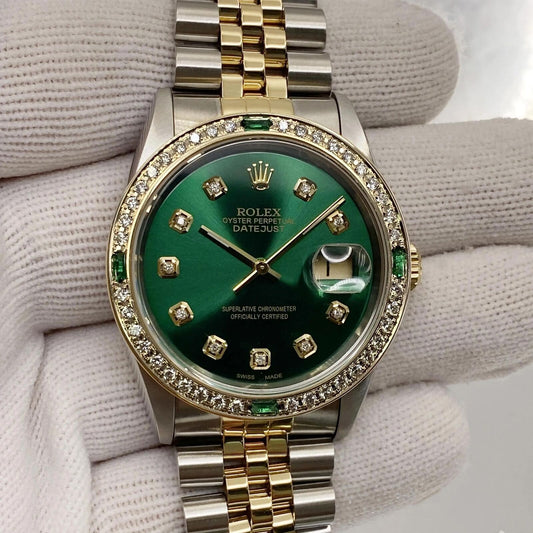 Ro_lex Datejust 36mm Green Diamond Dial Lady Watch