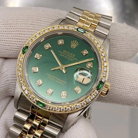 Ro_lex Datejust 36mm Green Diamond Dial Lady Watch