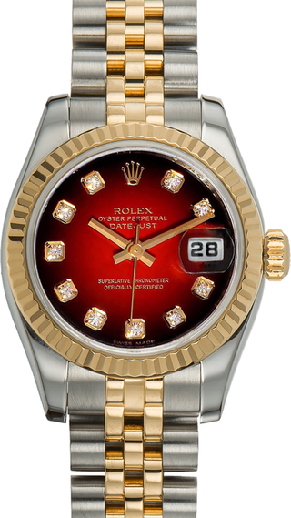 Elegant Ladies' Diamond Ro--lex With Red Dial