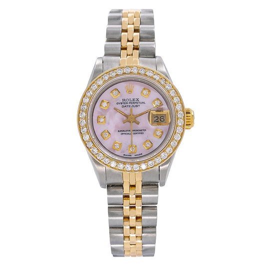 Ro_lex Datejust Pink Mother of Pearl Diamond Dial Lady
