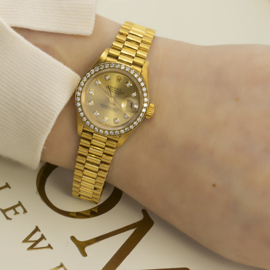 ROLEX LADY-DATEJUST GOLDEN DIAMOND WATCH,