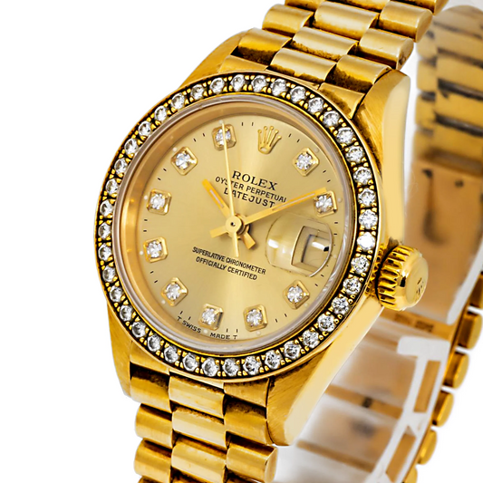 ROLEX LADY-DATEJUST GOLDEN DIAMOND WATCH,